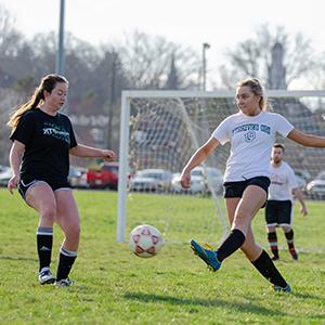 Intramural soccer game in progress